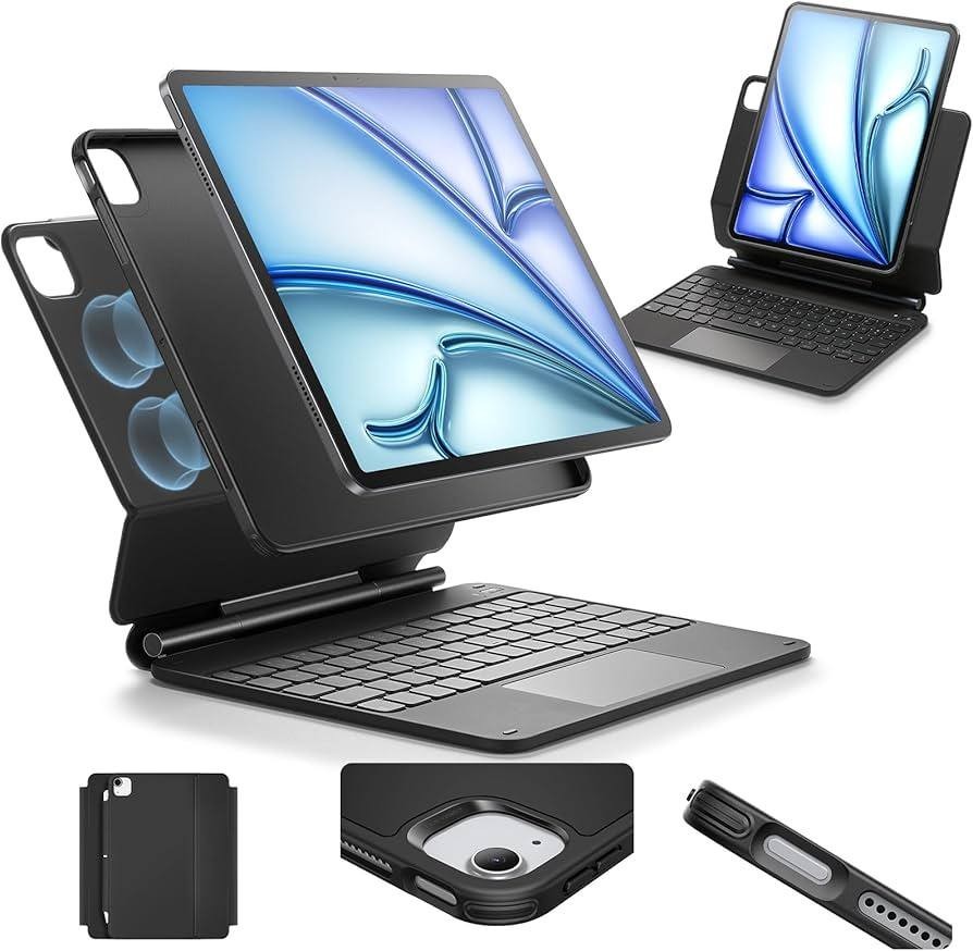iPad Air 11 Inch Case with Keyboard (M3/M2, 2025/2024) & iPa