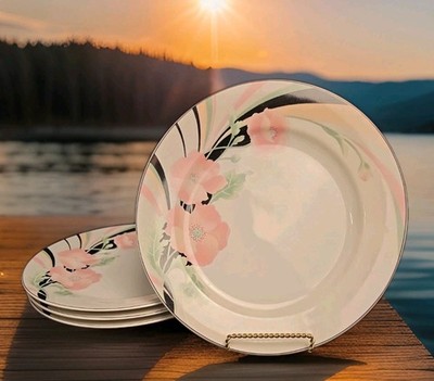 4 Sango JOLIE II 4187 Dinner Plates 10.75'' Large Pink Flowers