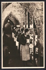 Old postcard Roquefort, In the process of aging, the cheeses receive the necessary care 