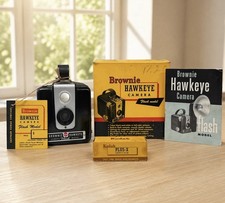 Vintage 1950's Kodak Brownie Hawkeye Camera Flash Model Manual - Box - 1953 Film