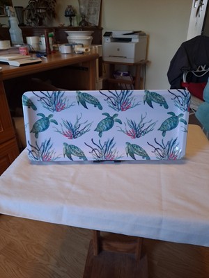 NWT Turtle Patter Plastic Rectangle Serving Tray