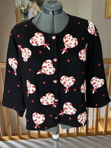 Michael Simon XL Heart Lollipop Valentines Day Love Sweater Cardigan Christmas