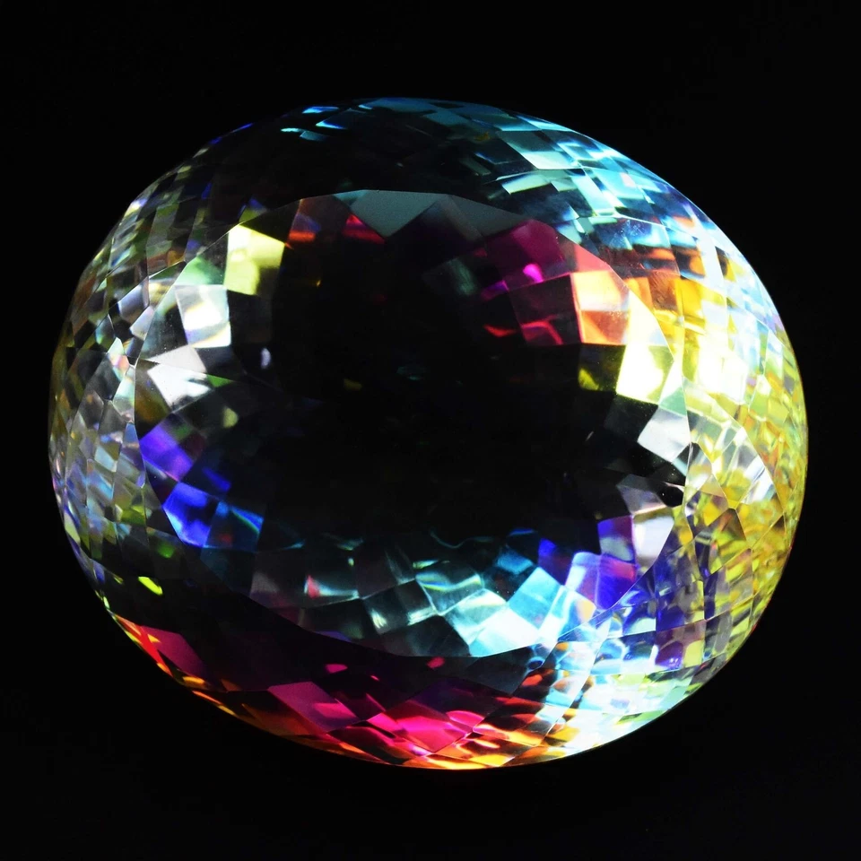 Mystic Topaz Oval 780Cts Rainbow Color Certified Rare Natural Gemstone For Sale. - Image 3 of 4