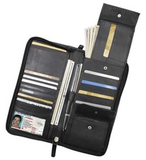 RFID Blocking Leather Travel Organizer Passport Bording Pass Card Holder