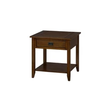 Oak Brown Wooden End Table with Drawer, Bedside and Side Table Bedroom
