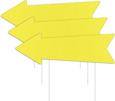 Directional Yellow Arrow Yard Signs with Stakes for Events Set of 3 