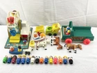 Vintage Fisher Price Little People Lot 21 Figures Steamboat Camper Ferris Wheel
