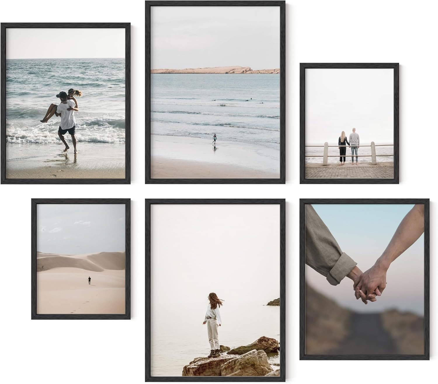Gallery Wall Black Frame Set - 6 Picture Frames for Collage Display
