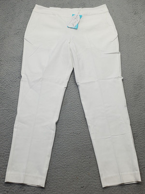 Greg Norman Golf Pants Women's 10 White Rayon Formal Performance Stretch Pull On