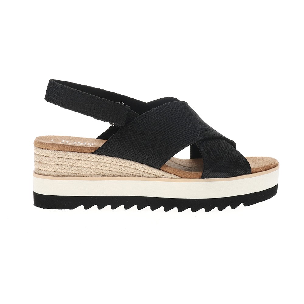 TOMS Diana Crossover Platform Wedge  Womens Black Casual Sandals 10021151T-001