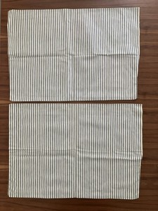 Set of 2 Vintage Ticking Pillow Cases 19x26 Blue White Stripe for Feather Pillow
