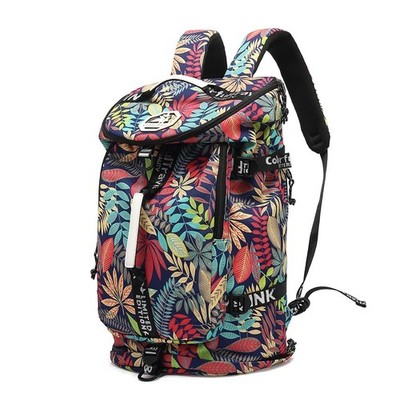 Floral Gym Duffle Bag Backpack 4 Ways Waterproof Shoe Compartment Travel