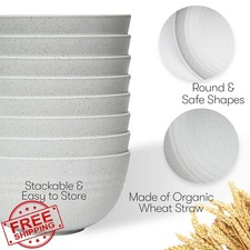 Wheat Straw Dinnerware Set Grey, Unbreakable Eco-Friendly RV Camping for 8 3...
