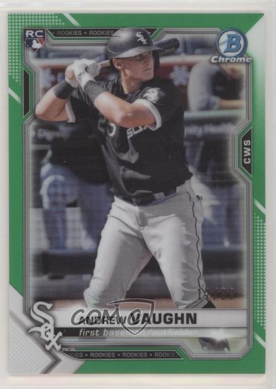 2021 Bowman Chrome Green Refractor 12/99 Andrew Vaughn #5 d4v