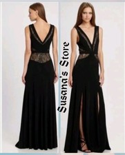 NWT BCBG MAXAZRIA SIZE 2 SOPHEE LACE INSET V-NECK FRONT SLITS MAXI GOWN DRESS