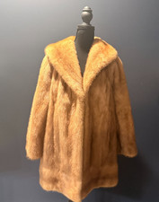 Vintage Golden Mink Fur Coat Shawl Collar Old Hollywood Glam Honey Brown Women's
