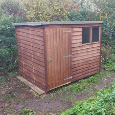 Wooden Overlap Garden Shed 8ft X 6 ft Brown Pent Roof Single Door with 1 Window