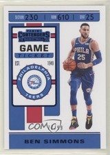 2019-20 Panini Contenders Game Ticket Blue 77/99 Ben Simmons #9 n1u