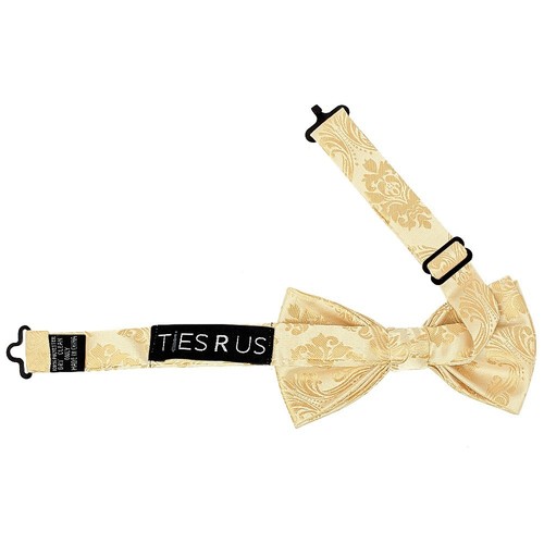 Pre Tied Caramel Paisley Boys Bow Tie and Pocket Square Set Children's Wedding - Picture 3 of 4