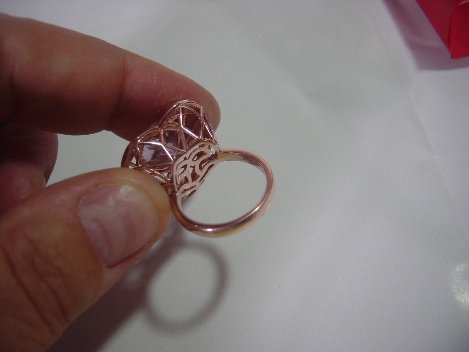 superb Solid Silver & gp chunky large Ring-natura… - image 14