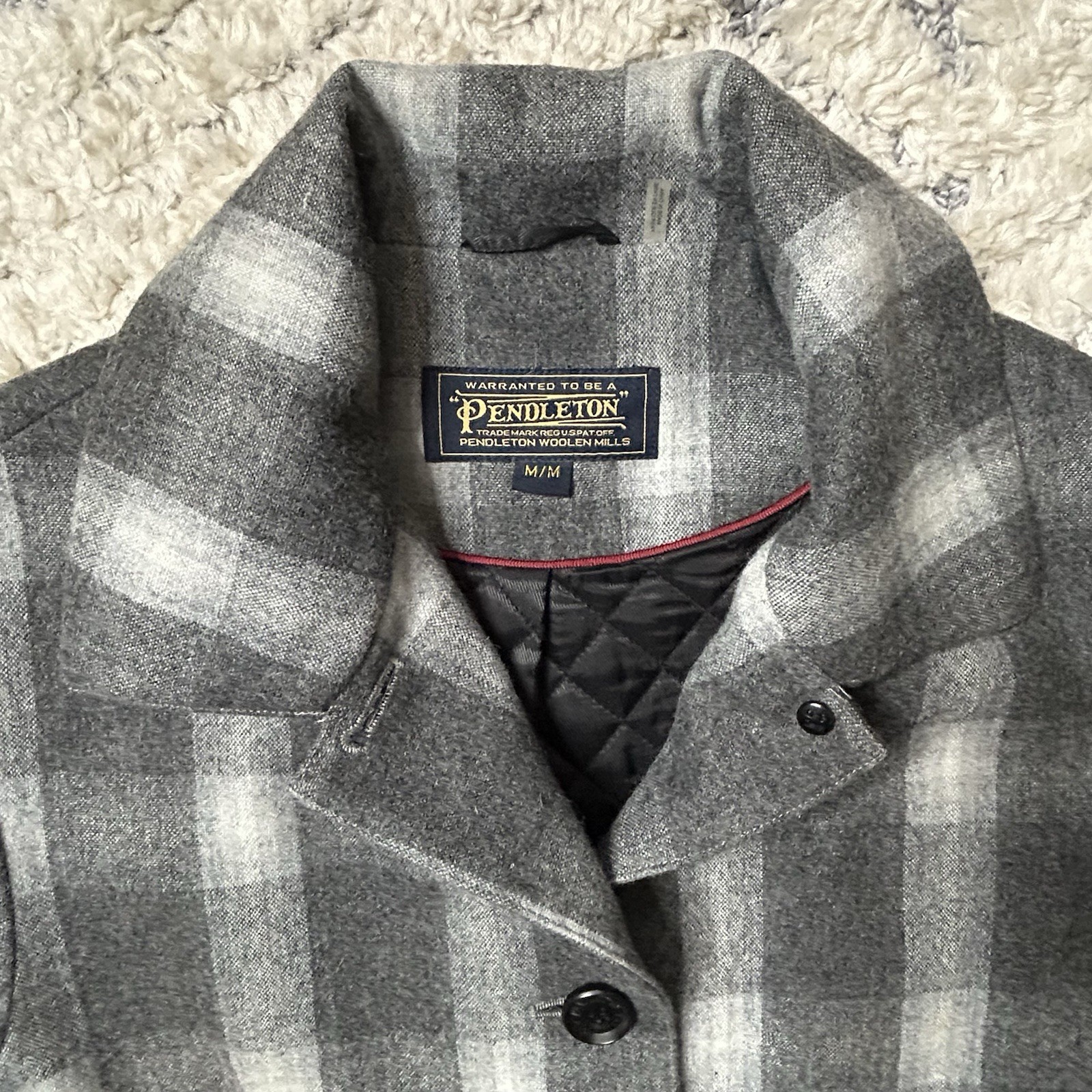Pendleton Women's Gray Plaid Wool Button Coat Wit… - image 2