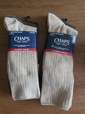 Chaps Men's Brown Classic Ribbed Dress Crew Socks 6 Pairs Shoe Size 10 -13 NEW