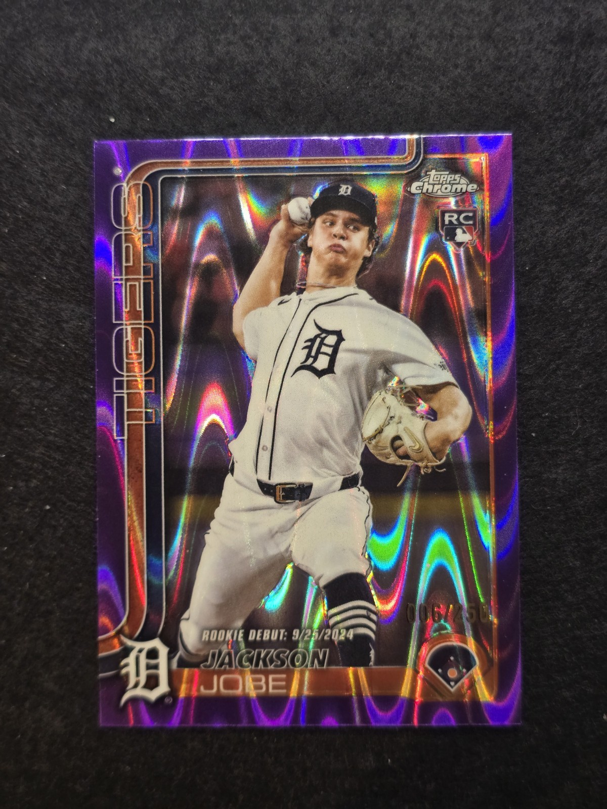 2025 Topps Chrome - Jackson Jobe #249 Purple RayWave Refractor (RC) /250 Tigers