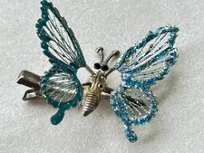 Sparkling Teal Blue Glitter Butterfly Hair Clip Alligator Clamp Women's