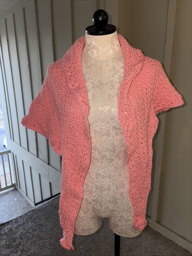 Handmade crocheted Pink Shawl Set - Picture 1 of 13
