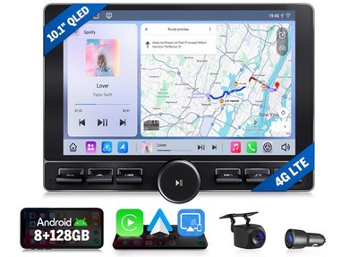 10.1'' QLED 8+128 Android Double DIN Car Stereo Radio Apple CarPlay GPS Bluetooth