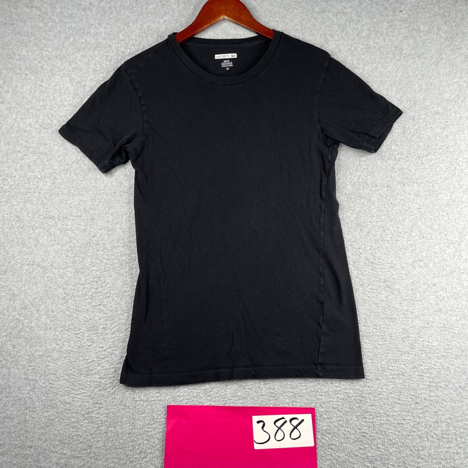 Lacoste Slim Fit Under Shirt Small Black Basic Classic Crocodile Stretch Casual