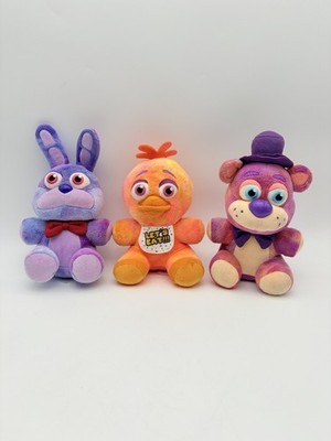 FNAF Plush Lot Tiedye Freddy Chica Bonnie Bundle 3 PCS Collectors