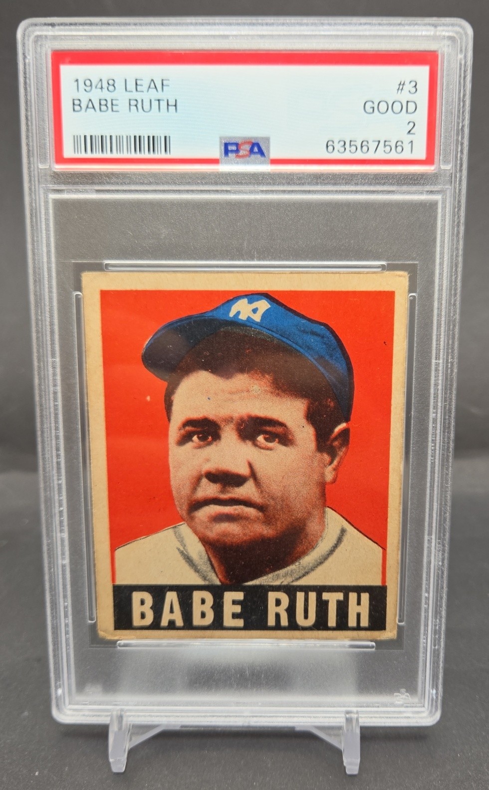 1948 Leaf Babe Ruth #3 Yankees PSA 2 Great Eye Appeal view 1