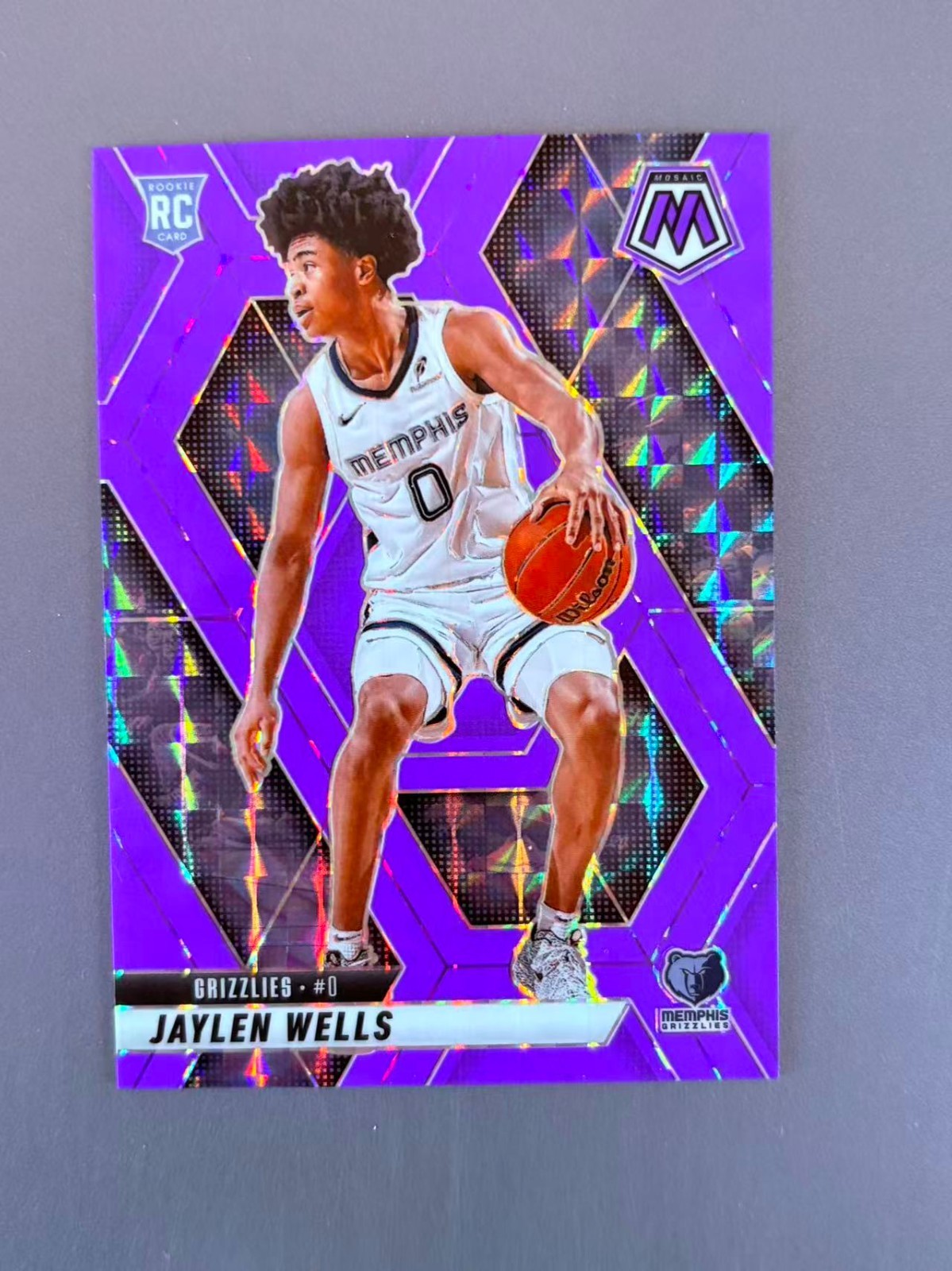 Jaylen Wells 2024-25 Panini Mosaic Purple Fluorescent Prizm /249 RC #240