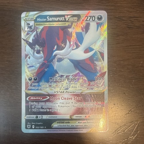 Hisuian Samurott VSTAR Holo Full Art Ultra Rare Astral Radiance Pokemon 102/189