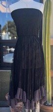 Free People Sz 4 Black Dress Lace Small Whimsical Romantic Goth Witchy Y2K