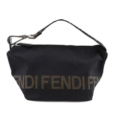 FENDI logo Handbag One handle black Nylon canvas Women