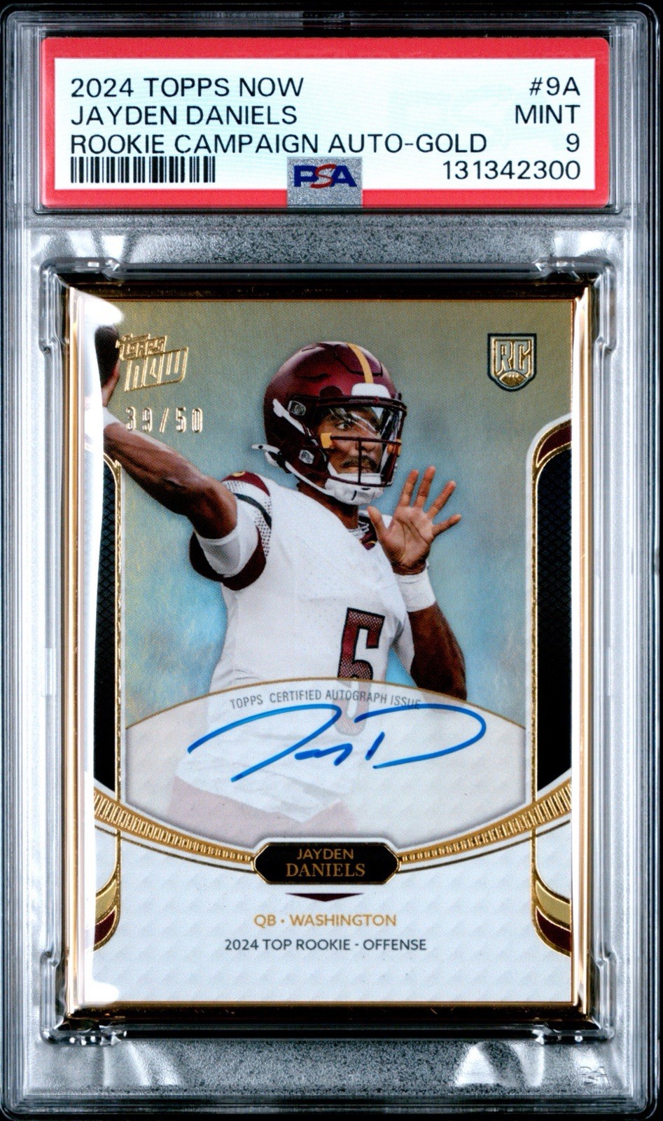 Jayden Daniels Topps Now Rookie Campaign Autographs #9A Gold
