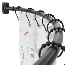 Curved Shower Curtain Rod 42-72" Adjustable, Rustproof Stainless Steel Black