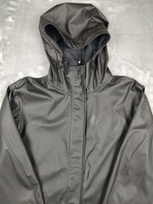 Helly Hansen Coat Mens Medium Black Hooded Waterproof Rain Jacket 53253S Outdoor