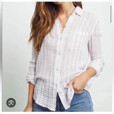 Rails Ellis Gem Stripe Gauzy Light Weight Button Down Small