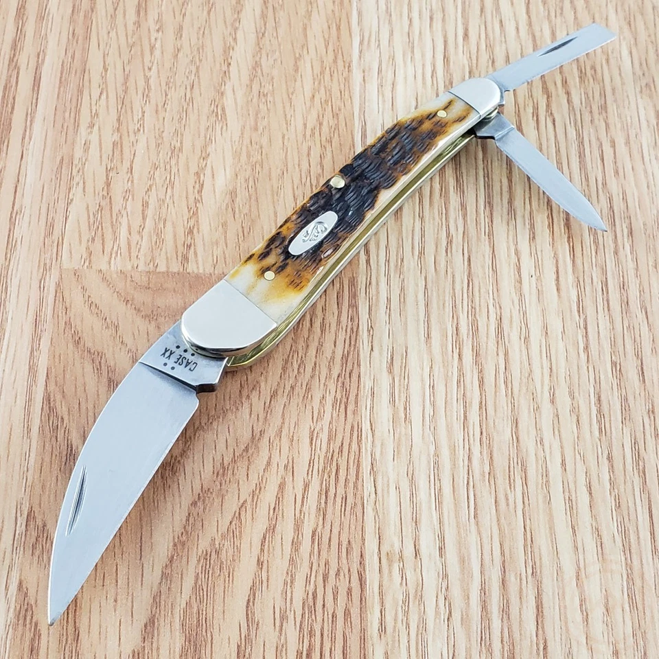 Cuchillo de bolsillo Case XX Seahorse Whittler hojas de acero al carbono mango de hueso plantilla Foto 4 de 4