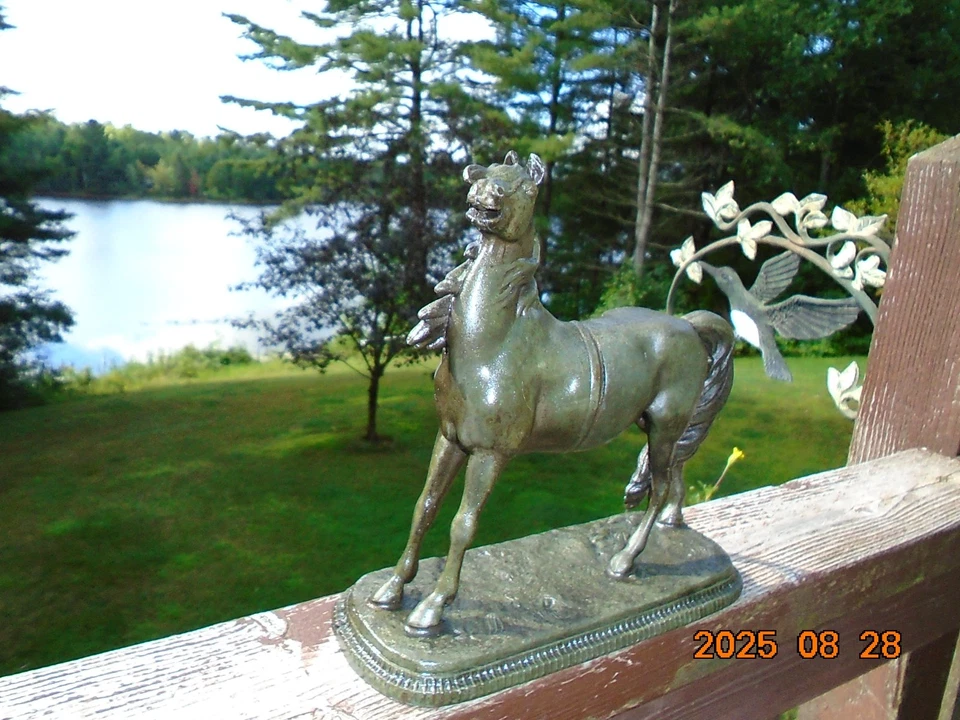 Antique Gilbert" Wild Horse"  Spelter Metal Horse Stallion  Clock Topper - Image 2 of 4