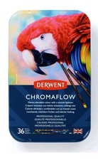36pc Derwent Chromaflow Professional Quality Artist Colouring Pencil Set Tin