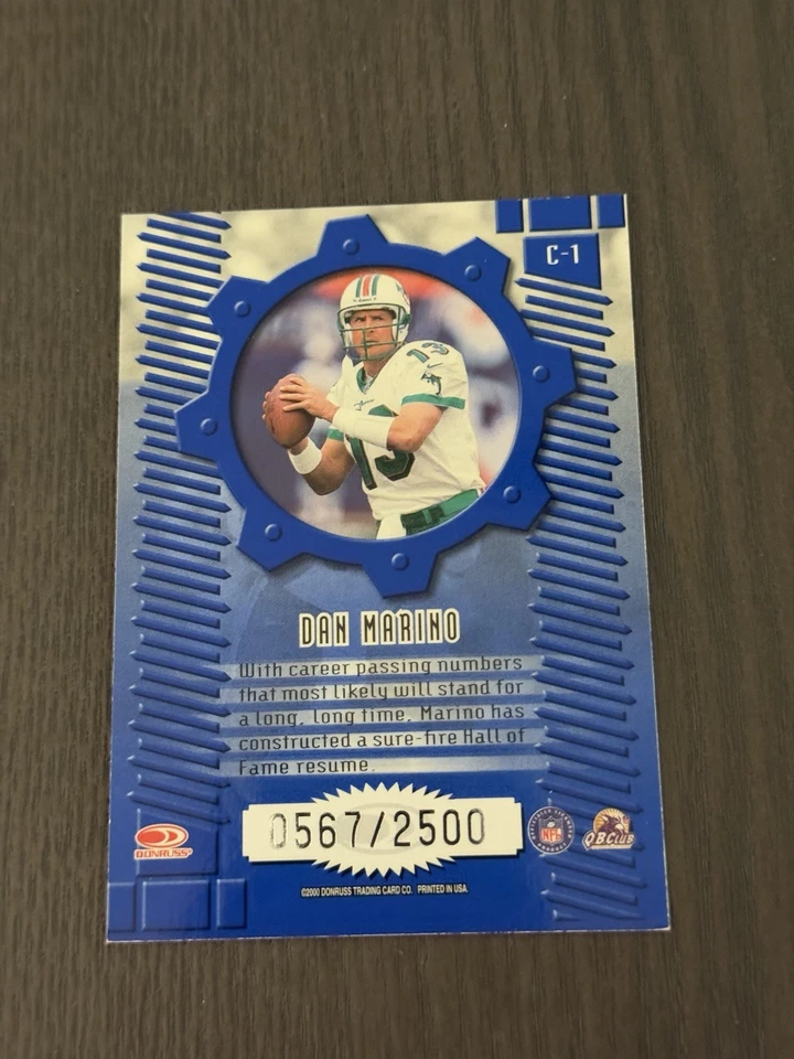 2000 Donruss Elite Craftsmen Insert /2500 #C-1 DAN MARINO Miami Dolphins HOF - Image 2 of 2