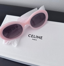 CELINE CL40194U 74B Triomphe Oval Sunglasses Pink Gold Grey Lens AUTHENTIC