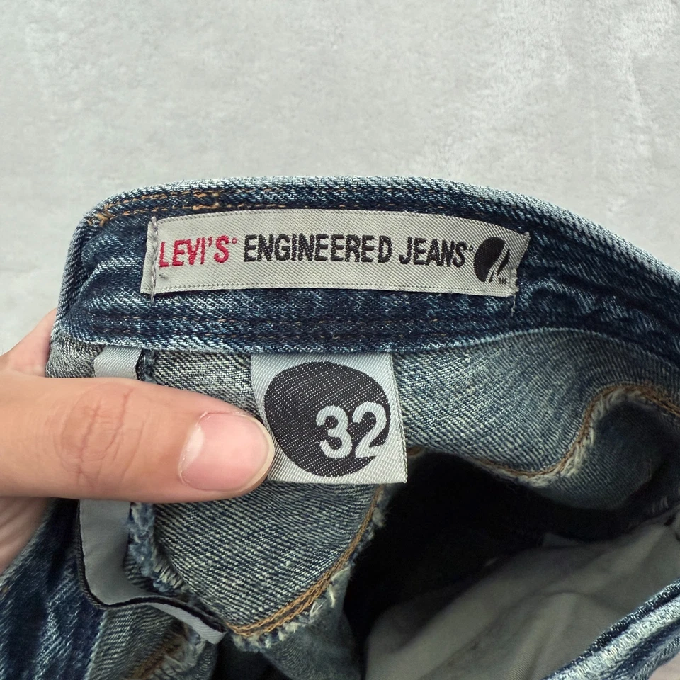 Pantalones de mezclilla Levis Engineered para hombre 32x32 azul costura retorcida calavera huesos cruzados bolsillo Foto 3 de 4