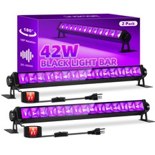 42W 2 Pack Black Light Bar for Glow Party, Blacklights with 6ft Cord, Plug, a...