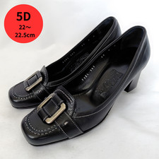 Cinturón de salón Ferragamo de cuero negro con hebilla antigua logotipo talla 5D EU35,5 6 cm