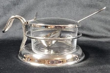 Crate & Barrel Cheese Bowl Stainless Steel Dish Flip Top Removable Glass Bowl